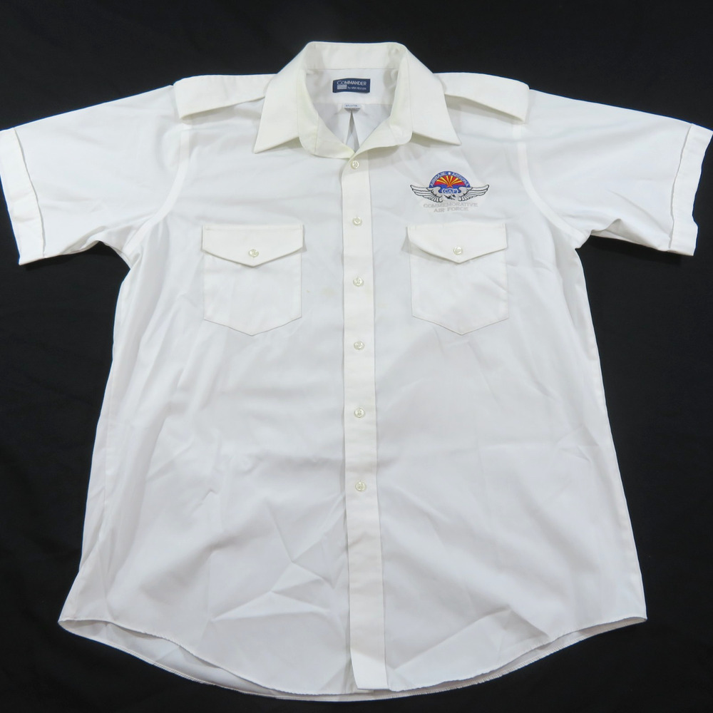 Commemorative Air Force Shirt White Embroidered 16.5 Commander Van Heusen
